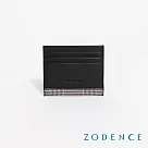 ZODENCE KIRK進口真皮格紋卡片零錢包 黑