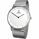 OBAKU 纖薄哲學二針時尚米蘭腕錶─銀白