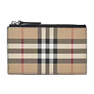 BURBERRY Vintage 經典格紋帆布零錢/卡片夾 卡其