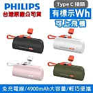 PHILIPS 飛利浦 4900mAh 口袋行動電源 Type─C款 DLP2550 軍綠