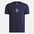 Reebok Ri Badge Tee [100205443] 男 T恤 運動上衣 休閒短袖 深藍