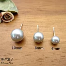 6MM/8MM/10MM。溫婉甜美施家灰色珍珠925純銀耳環.貼耳耳環.外鍍專櫃級正白K 8MM