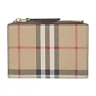 BURBERRY 經典LOGO格紋雙折對開短夾 卡其