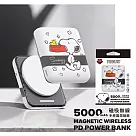 【正版授權】SNOOPY史努比 晶磁系列 迷你磁吸無線充行動電源 5000mAh 黑緞帶