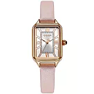 JULIUS 聚利時 Joyce 皮革羅馬刻紋方形腕錶 JA─1478(三色/21X34mm) 櫻花粉