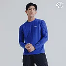 ADISI 男圓領襟動態保暖快乾上衣 AL2421087 (S─2XL)|磨毛 鬆餅紋 抗靜電 彈性 吸濕 速乾 L 龍膽藍