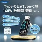 Kamera Type─C公輸出 轉Type─C母輸入 電流電壓功率數據顯示轉接頭─黑─140W28V5A PD3.1 快充 8K@60Hz影像傳輸 充電傳輸二合一
