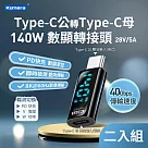 Kamera Type─C公輸出 轉Type─C母輸入 電流電壓功率數據顯示轉接頭─黑(2入)─140W PD3.1 快充 8K@60Hz影像傳輸 充電傳輸二合一