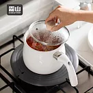 【日本霜山】單柄琺瑯牛奶鍋/湯鍋(附玻璃蓋)─1.9L─ 白