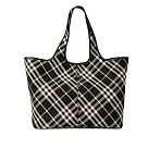 BURBERRY新款格紋小號格紋托特包 黑色