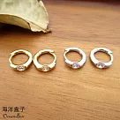 經典簡約亮面金色.白金單鑽針式925純銀易扣耳環.外鍍專櫃級正白K.精緻鍍金.圈圈耳環 金色