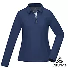 【ATUNAS 歐都納】女款POLARTEC POWER DRY吸濕排汗透氣快乾長袖POLO衫A1PSGZ02W─ M 藏青