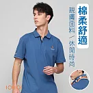 IOIIOI歐洲貴族 (有大尺碼) 短袖刺繡POLO衫 特色翻領 棉POLO衫 L 藍色