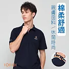 IOIIOI歐洲貴族 (有大尺碼) 短袖刺繡POLO衫 特色翻領 棉POLO衫 L 藍色