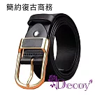 【Decoy】金扣頭 復古簡約商務時尚皮帶/ 黑色