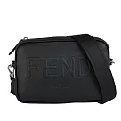 FENDI Roma 縫線標誌紋理皮革相機包/斜背包 (黑色)