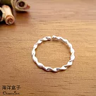 簡約細款扭曲線條麻花925純銀戒指.可調整戒圍.外鍍專櫃級正白K