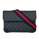 GUCCI GG Supreme 帆布藍紅織帶腰包/胸口包_展示品 (黑色)