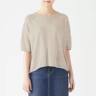 [MUJI無印良品]女法國亞麻短袖針織衫XS~S米色