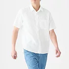 [MUJI無印良品]男法國亞麻水洗短袖襯衫S白色