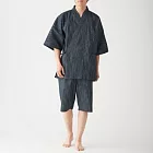 [MUJI無印良品]男有機棉細褶紋織甚平M暗藍紋樣