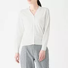 [MUJI無印良品]女有機棉強撚V領開襟衫S白色