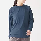 [MUJI無印良品]女吸汗速乾聚酯纖維短領長袖T恤XL暗藍