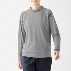 [MUJI無印良品]女吸汗速乾聚酯纖維短領長袖T恤M灰色