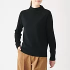 [MUJI無印良品]女氂牛毛混羊毛短領針織衫S黑色