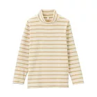 [MUJI無印良品]兒童有機棉混起毛針織橫紋短領長袖T恤110芥黃