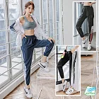 【BODYAIR嚴選】撞色速乾顯瘦哈倫褲(瑜珈.運動.慢跑.透氣.舞蹈.運動褲) S 藍白