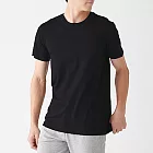 [MUJI無印良品]男有機棉無側縫天竺圓領短袖衫/2入XS黑色