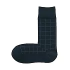[MUJI無印良品]男棉混腳跟特殊編織格紋直角襪暗藍格紋24~28cm