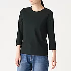 [MUJI無印良品]女印度棉天竺七分袖T恤M黑色