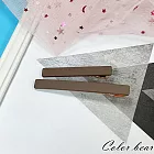 【卡樂熊】簡約霧面方形2入組造型髮夾/邊夾(三色)- 棕色