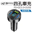 AHEAD PD+QC快充+2USB 4孔車充 Type-C車充 黑色