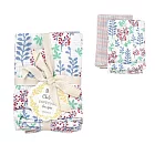 【日本Habituel】居家萬用擦拭 純棉布巾2入組 ‧ 格紋+草葉(藍)