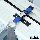 【E.dot】多用途行李箱背包金屬掛勾綁帶 (掛帽/掛外套/掛提袋)  藍色