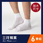 【SunFlower三花】三花大尺寸無痕肌1/2男女適用襪(6雙組)_ 白