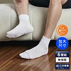 【三花】加大襪(6雙組)無痕肌1/2男女休閒襪 襪子 大尺碼襪  白