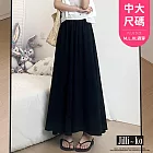 【Jilli~ko】中大尺碼涼感內裏高腰垂感闊腿裙褲 J11796  FREE 黑色