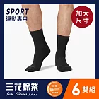 【SunFlower三花】三花大尺寸無痕肌1/2運動襪(6雙組)_ 黑