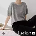 【Lockers 木櫃】夏季莊園提花亞麻針織短袖T恤 L113052704 M 灰色