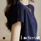 【Lockers 木櫃】夏季氣質透氣亮絲短袖針織T恤 L113052707 M 藏青色