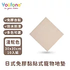 【YOUFONE】日式免膠黏貼式地墊/無黏膠地墊/隨撕隨黏地墊/可水洗-30*30cm-10入/包 -淺駝