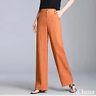 【ACheter】 亞麻風褲子薄款直筒高端棉麻闊腿顯瘦長褲# 122515 M 橘色