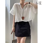 【衣途】韓版天絲V領假兩件短袖襯衫(KDTY-B085) M 白色