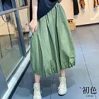【初色】棉麻風純色日系A字半身裙-共3色-33792(M-2XL可選) M 綠色