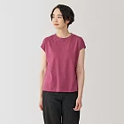 【MUJI 無印良品】女天竺法式袖T恤 S 紫紅