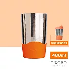 【鈦工坊TiKOBO】純鈦雙層真空 蛋形杯_480ml/馬克杯/水杯 _愛馬仕橘